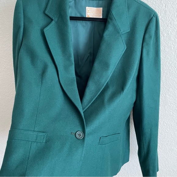 NWT Vintage Pendleton Women’s Blazer Coat 100% Virgin Wool Forest Green Size 16 - Picture 3 of 11
